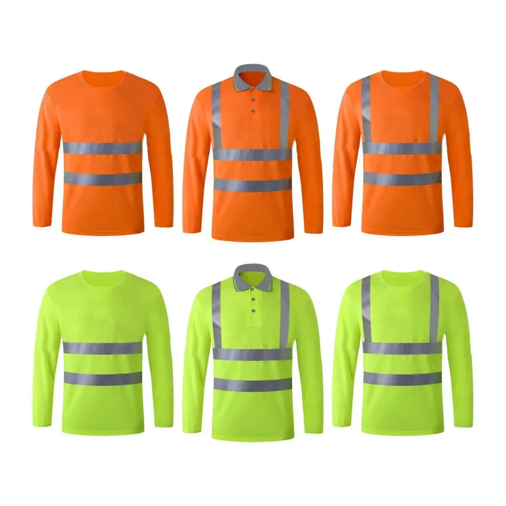 1Pc Reflective T-Shirt Quick Dry Round Neck/Lapel Reflective Shirts Men's Clothing High Visibility Safety Vest for Night Running